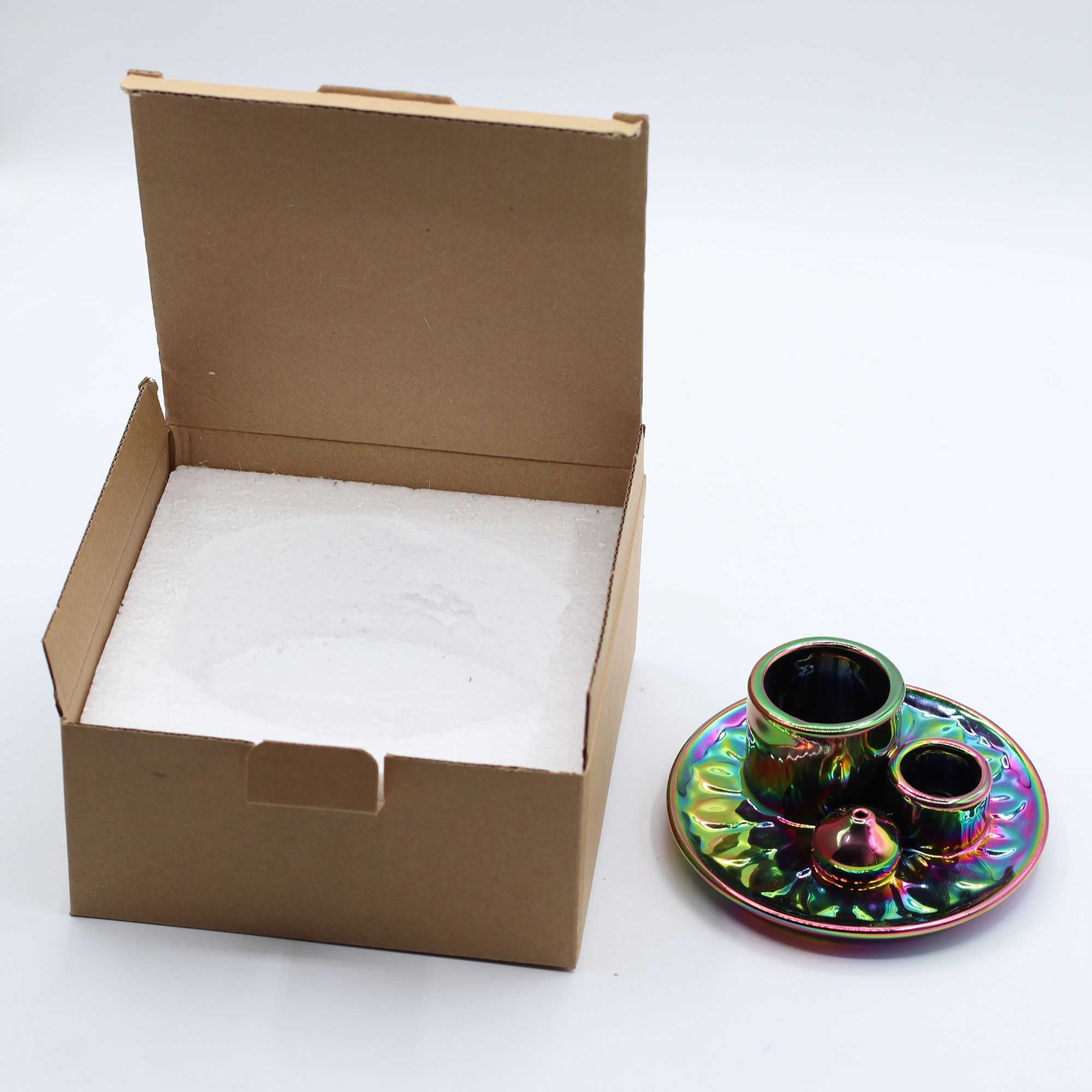 Suport pentru Bețișoare Palo Santo și pentru Fumigație – Mandala – Curcubeu Metalic 5 Suport pentru Bețișoare Palo Santo și pentru Fumigație – Mandala – Curcubeu Metalic - imagine 3