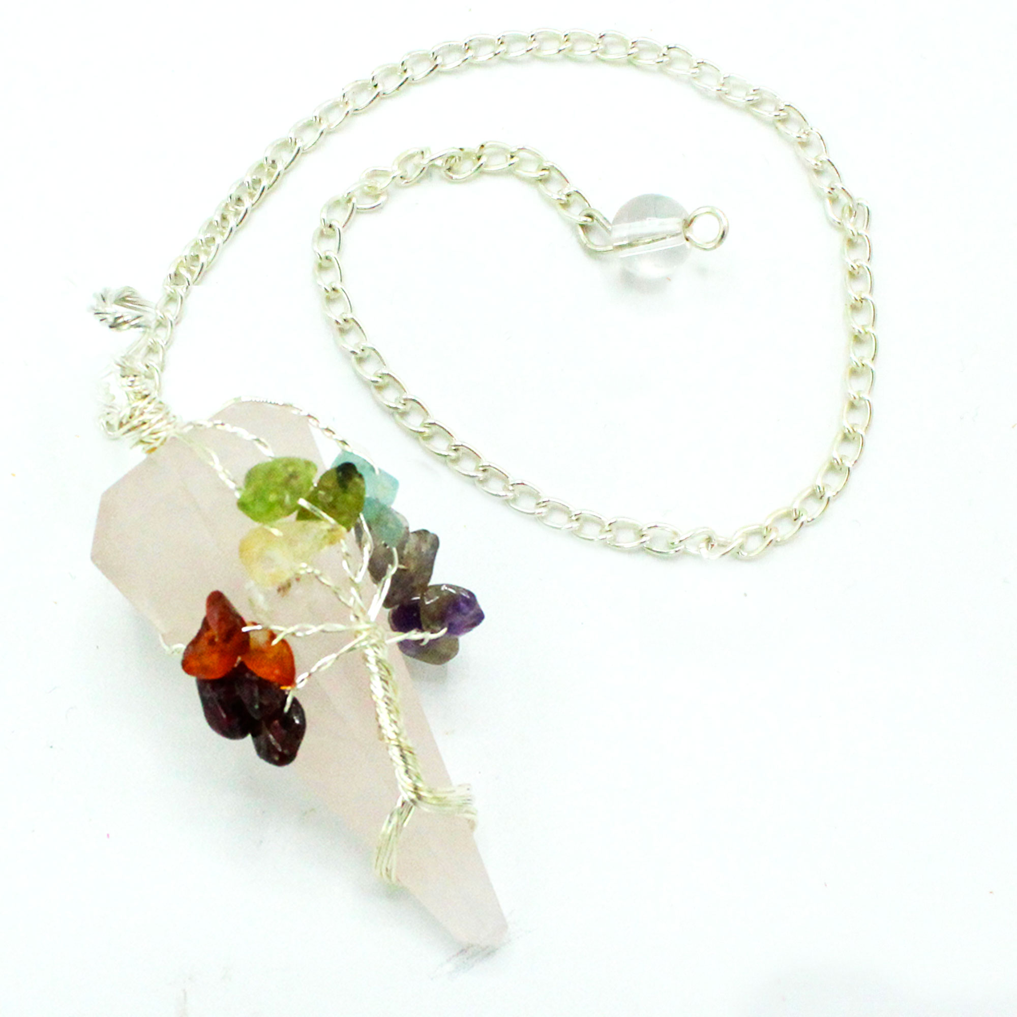Pendul Magic - Șapte Chakra - Cuarț Roz - mystone