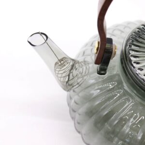 Ceainic din Sticlă cu Infuzor - Perla Gri cu Dungi - 950 ml