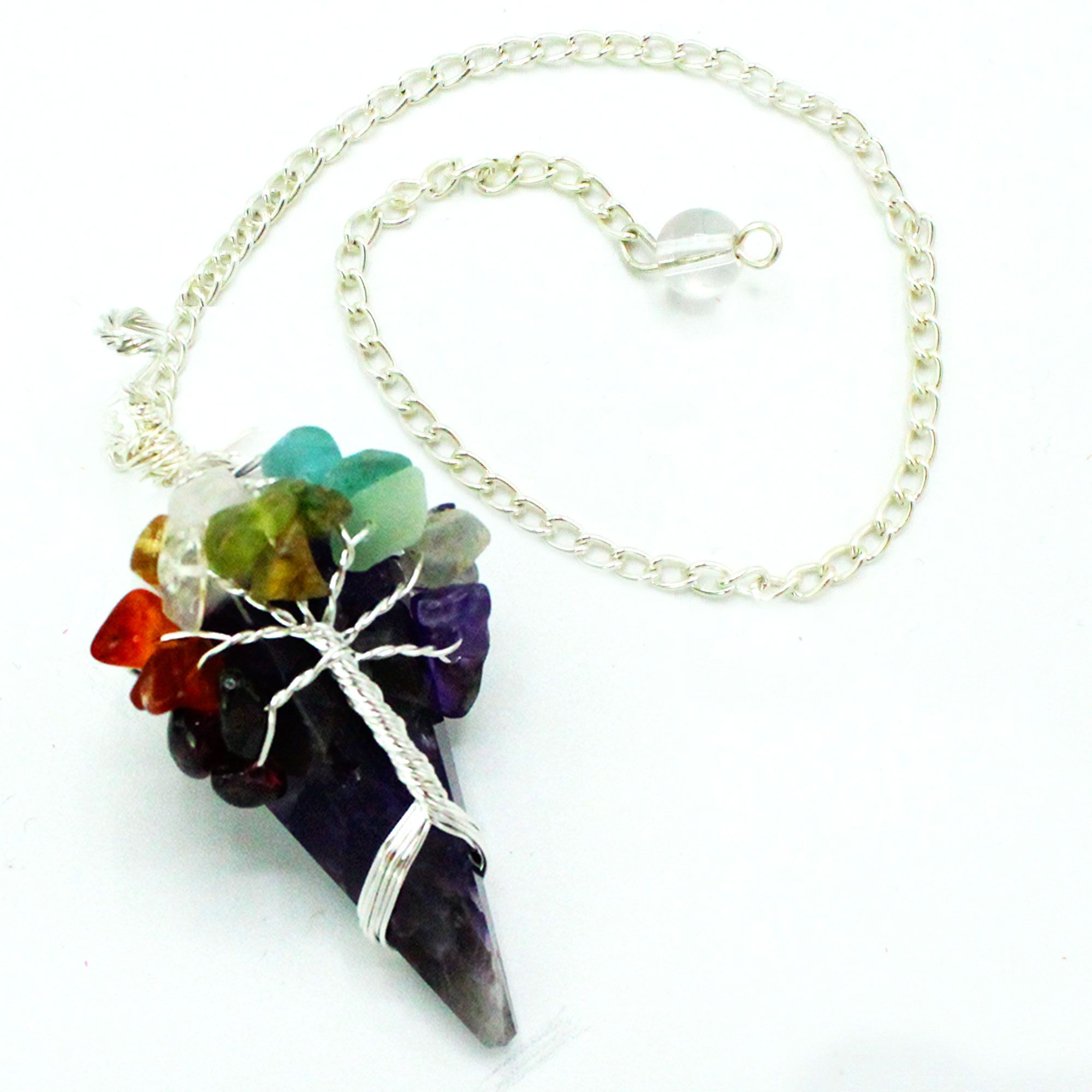 Pendul Magic - Șapte Chakra - Ametist - mystone 1 Pendul Magic - Șapte Chakra - Ametist