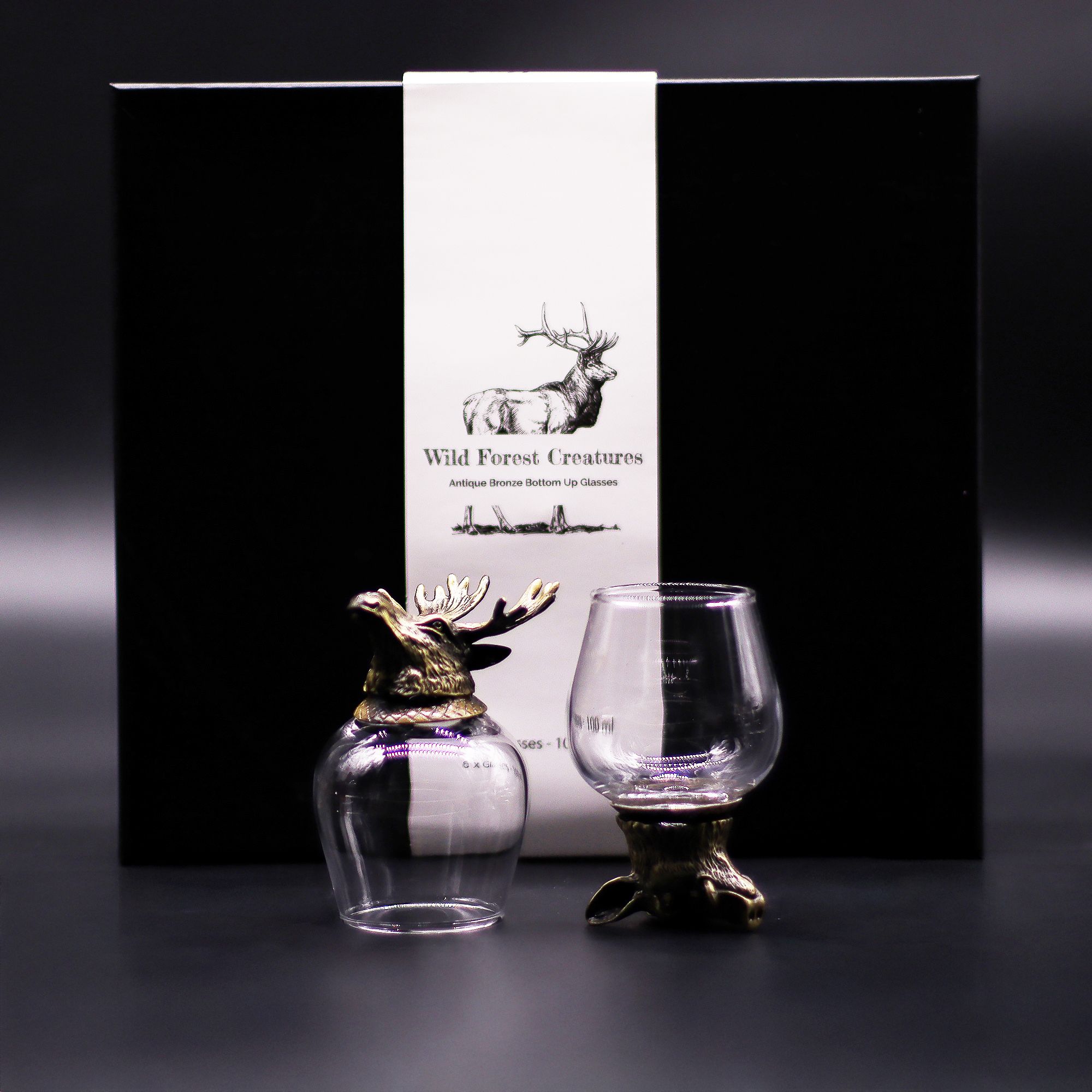 Set cadou de 6 pahare (50ml) - Creaturi Sălbatice din Pădure - Bronz Antic