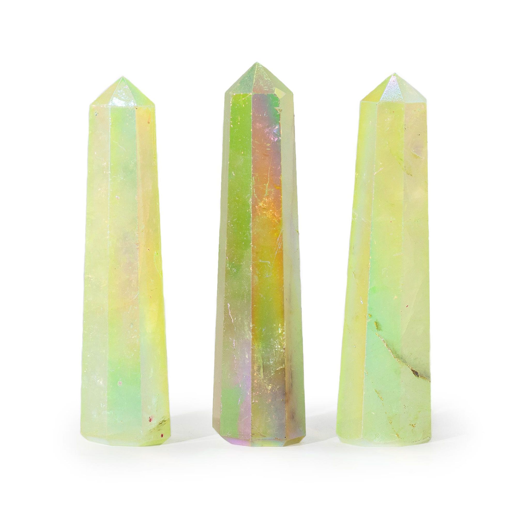 Obelisc din Piatră semiprețioasă 9 cm – Cuarț Cristal Aura – Verde Pal