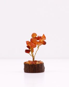 Mini Arbori cu Pietre semiprețioase pe Suport de Lemn – Carnelian (15 pietre)