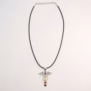 Pandantiv devoțional indian - placat cu argint (șnur de 45 cm) - Chakra Îngerului