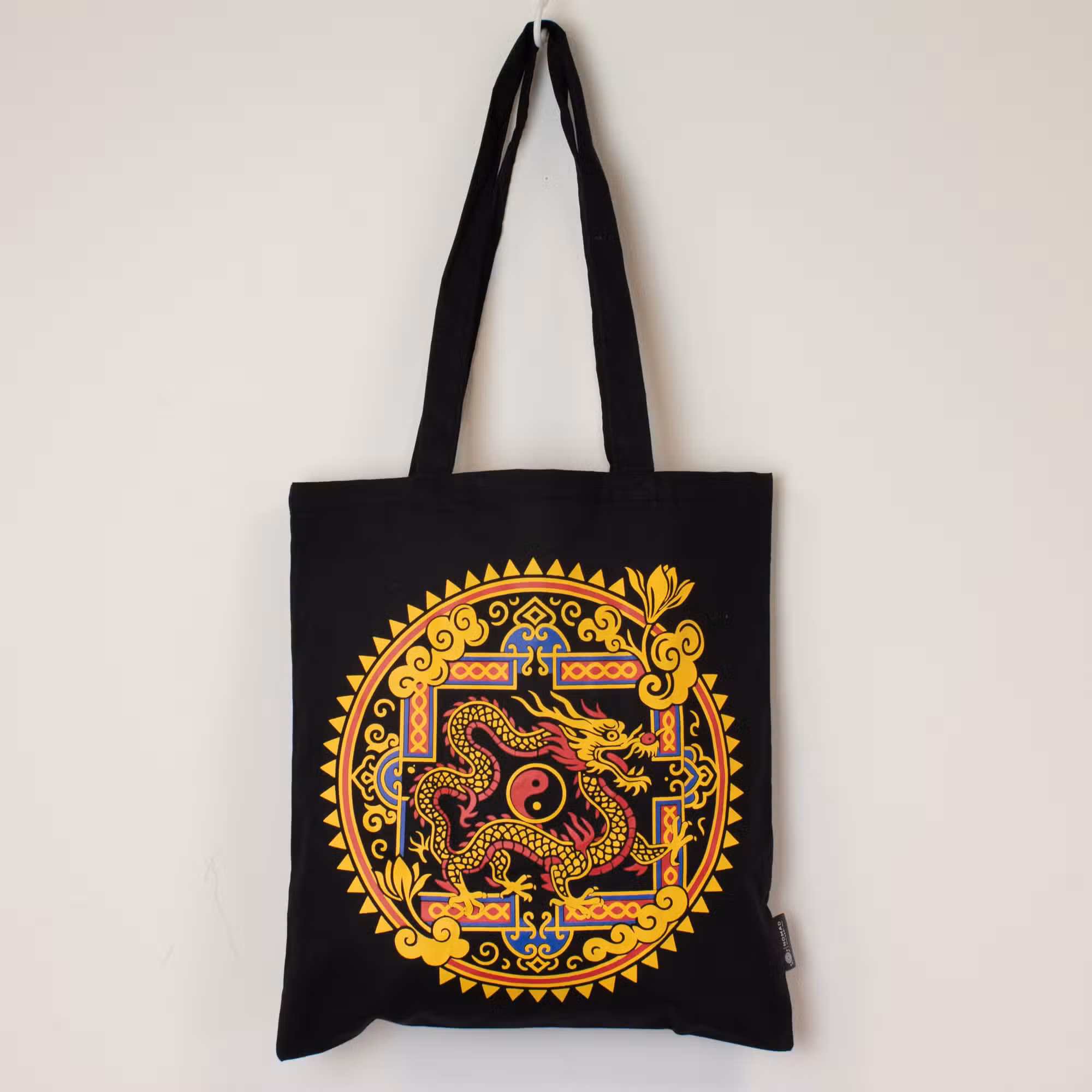 Geantă tote clasică iconic - Dragon Yin & Yang - Negru 170 g