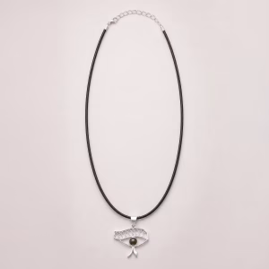 Pandantiv devoțional indian - placat cu argint (șnur de 45 cm) - Ochi de Cleopatra - Iolit