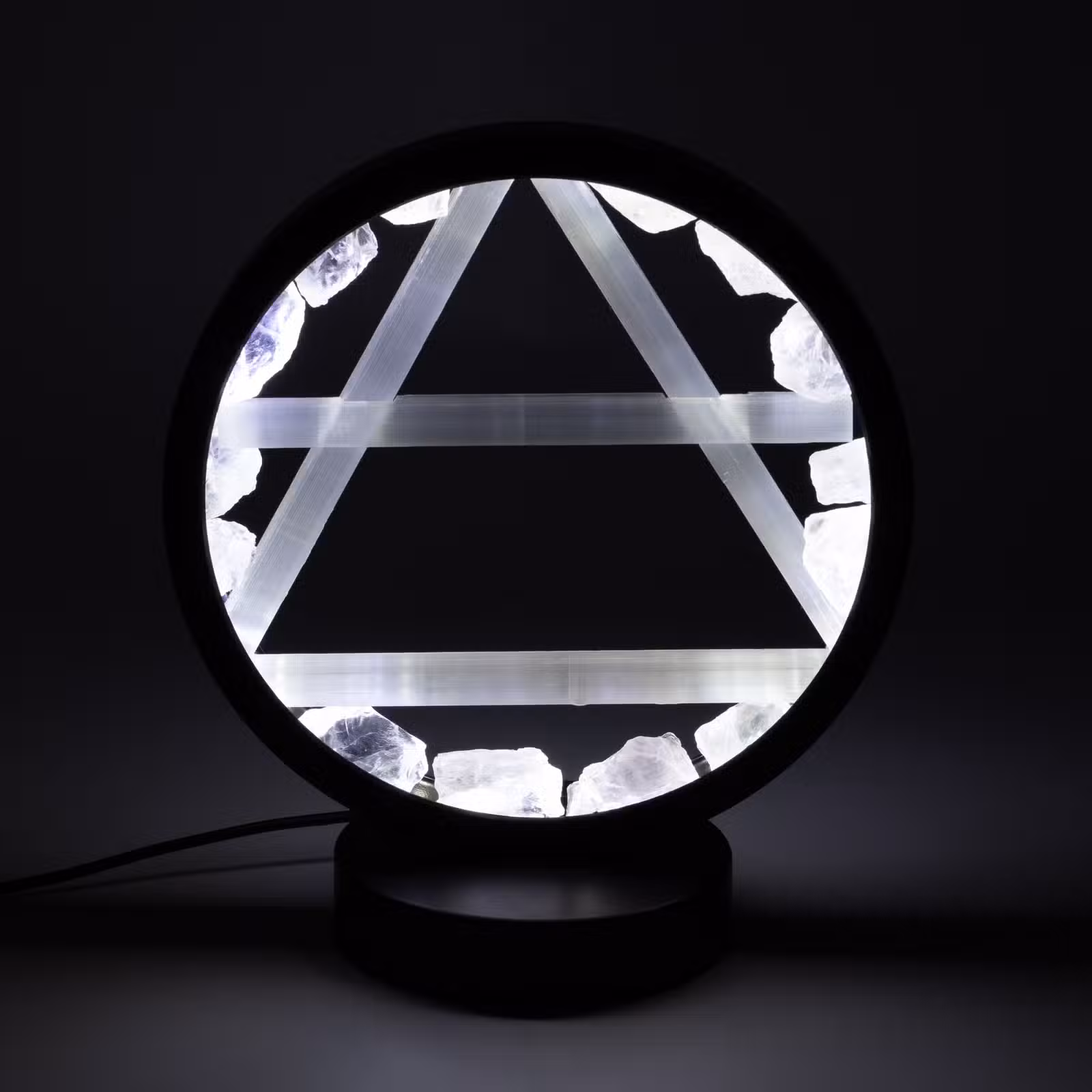 Lampă Halo cu Pietre semiprețioase - Aer - Cuarț Transparent și Selenit 9 Lampă Halo cu Pietre semiprețioase - Aer - Cuarț Transparent și Selenit