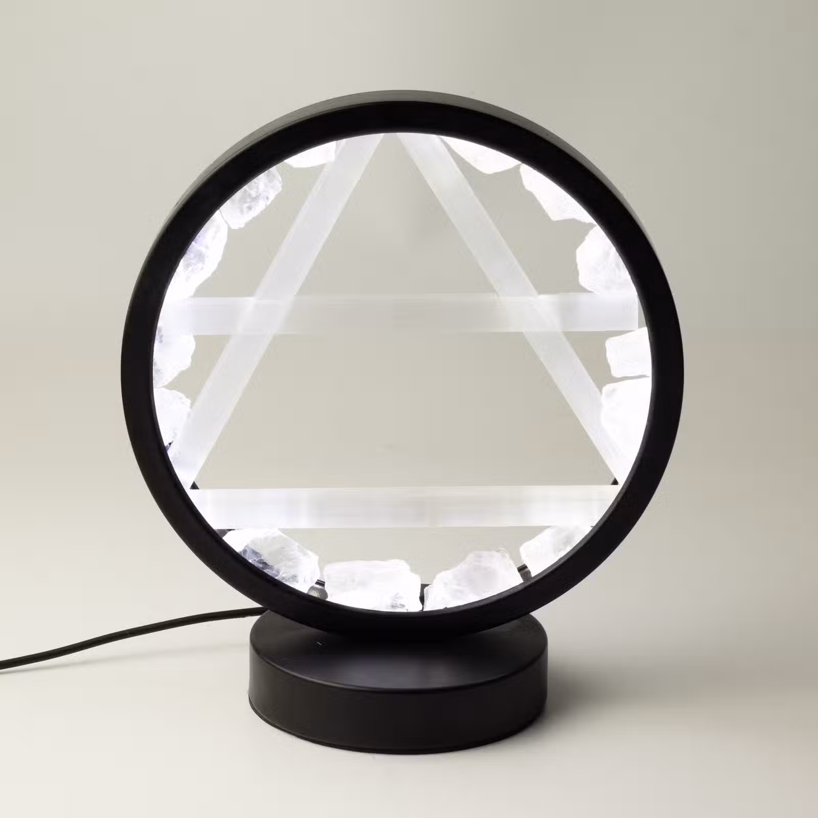 Lampă Halo cu Pietre semiprețioase - Aer - Cuarț Transparent și Selenit 3 Lampă Halo cu Pietre semiprețioase - Aer - Cuarț Transparent și Selenit