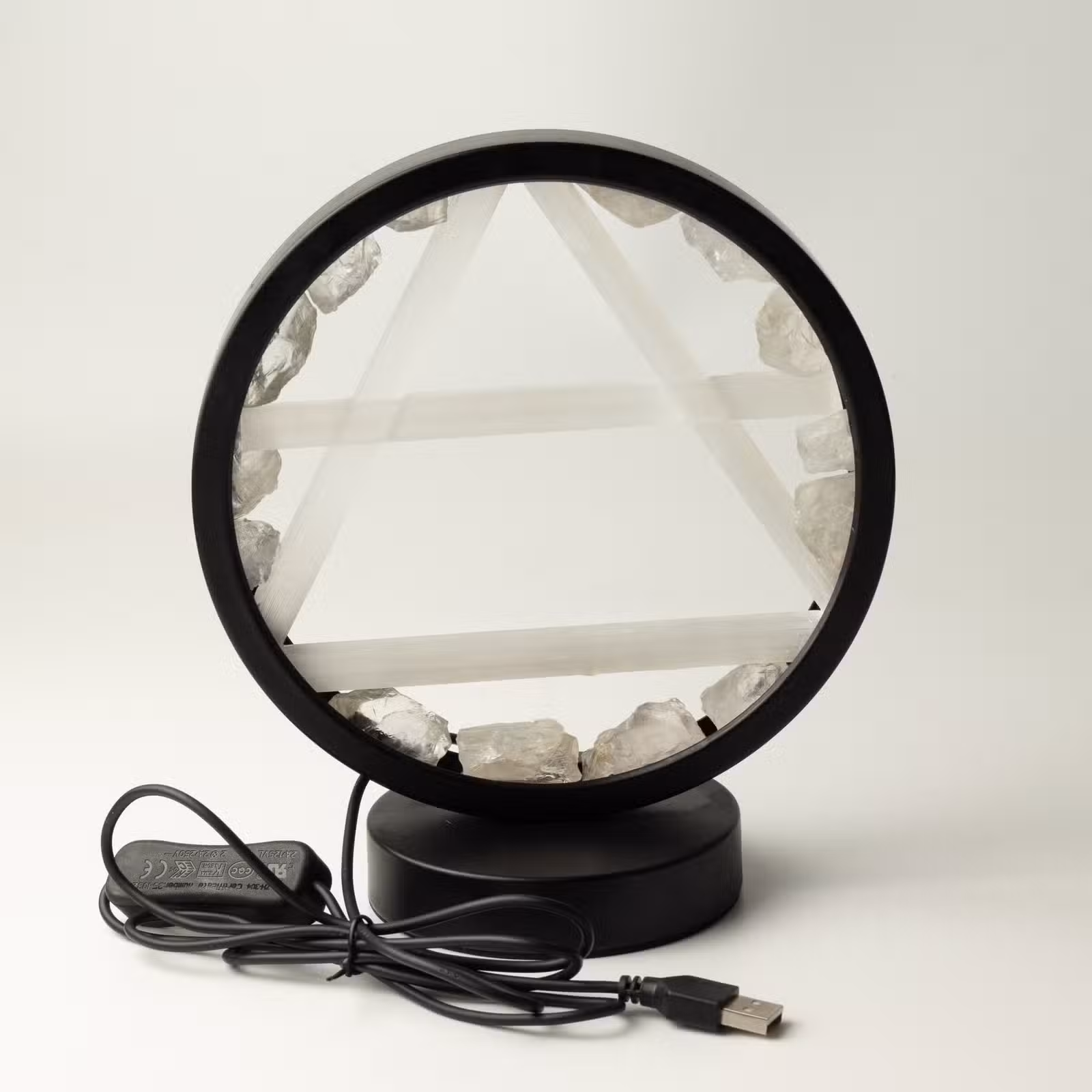 Lampă Halo cu Pietre semiprețioase - Aer - Cuarț Transparent și Selenit 7 Lampă Halo cu Pietre semiprețioase - Aer - Cuarț Transparent și Selenit