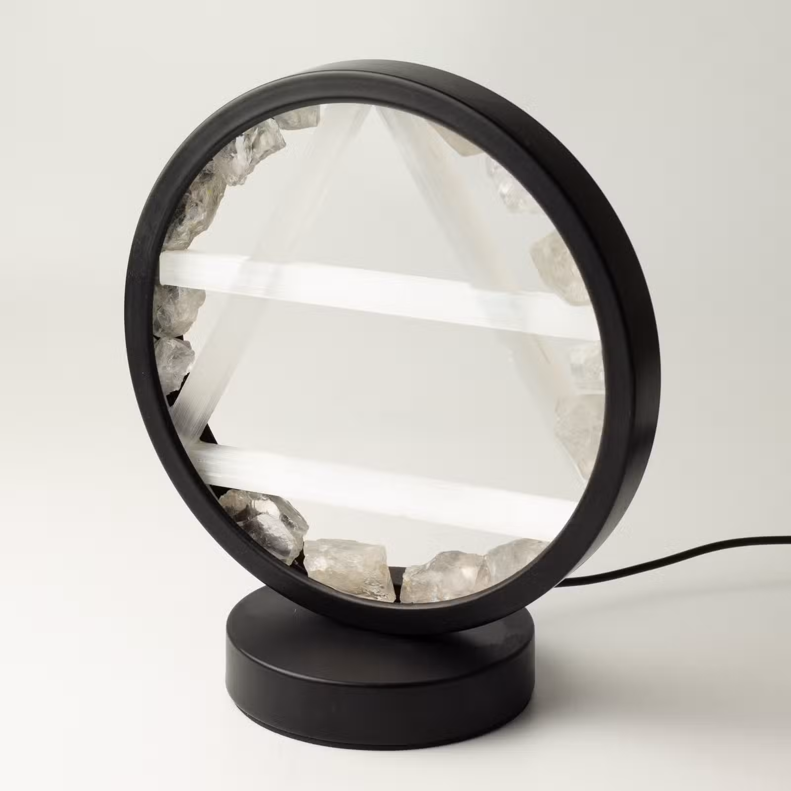 Lampă Halo cu Pietre semiprețioase - Aer - Cuarț Transparent și Selenit 6 Lampă Halo cu Pietre semiprețioase - Aer - Cuarț Transparent și Selenit