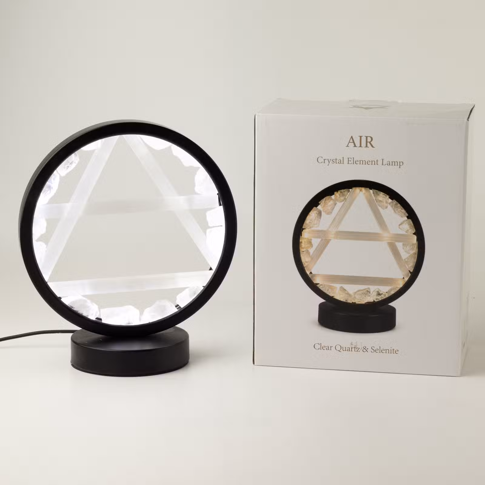 Lampă Halo cu Pietre semiprețioase - Aer - Cuarț Transparent și Selenit 4 Lampă Halo cu Pietre semiprețioase - Aer - Cuarț Transparent și Selenit