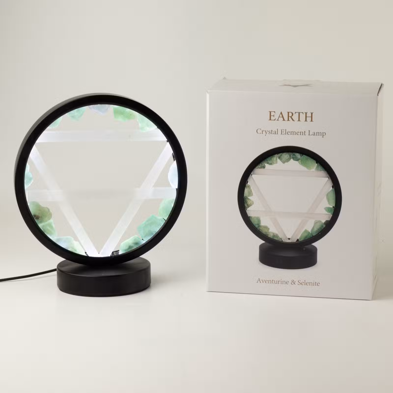 Lampă Halo cu Pietre semiprețioase - Pământ - Aventurină și Selenit 4 Lampă Halo cu Pietre semiprețioase - Pământ - Aventurină și Selenit
